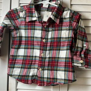 Baby Gap Plaid Baby Shirt - Red and White Size 12-18 Months NWT